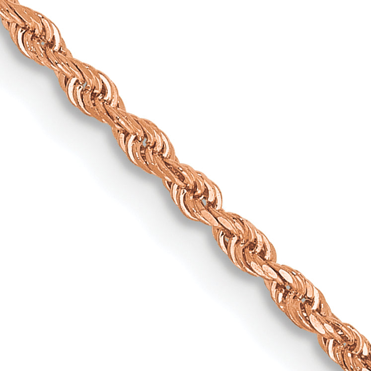 14k Rose Gold 1.50mm D/C Rope with Lobster Clasp Chain