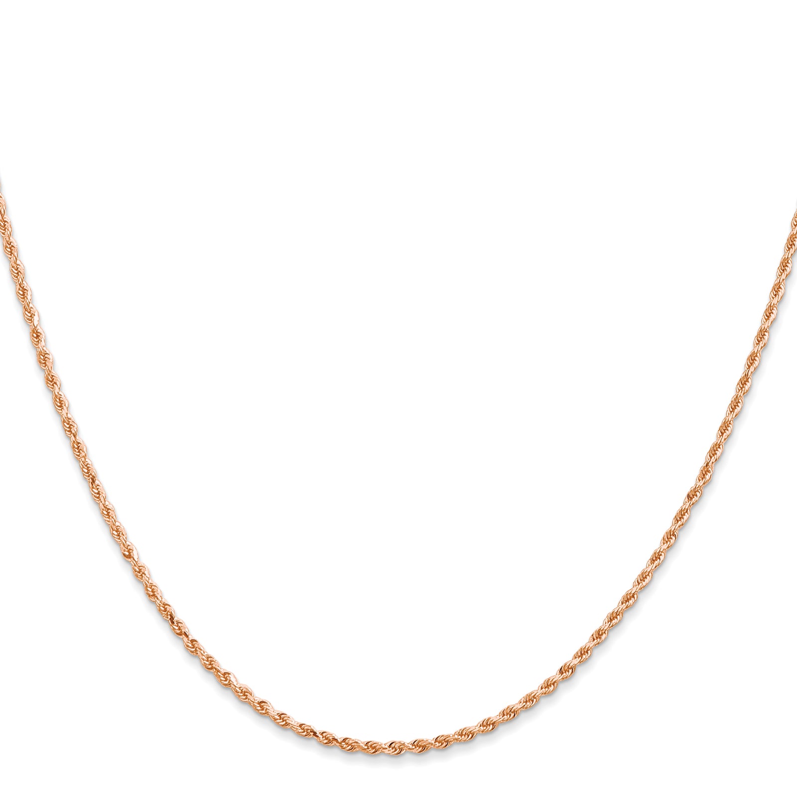 14k Rose Gold 1.50mm D/C Rope with Lobster Clasp Chain