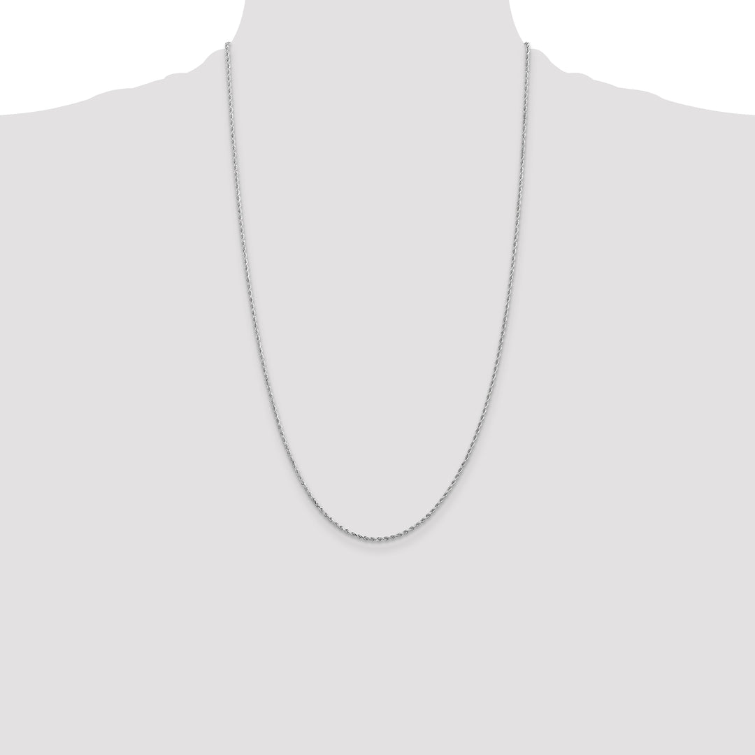 14k White Gold 1.5mm Diamond-cut Rope Chain