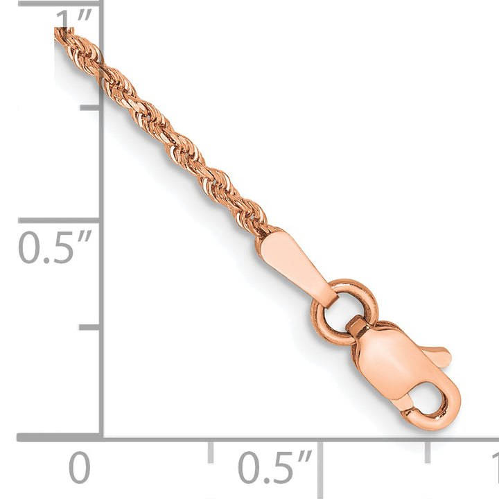 14k Rose Gold 1.75mm Diamond-cut Rope Chain Anklet