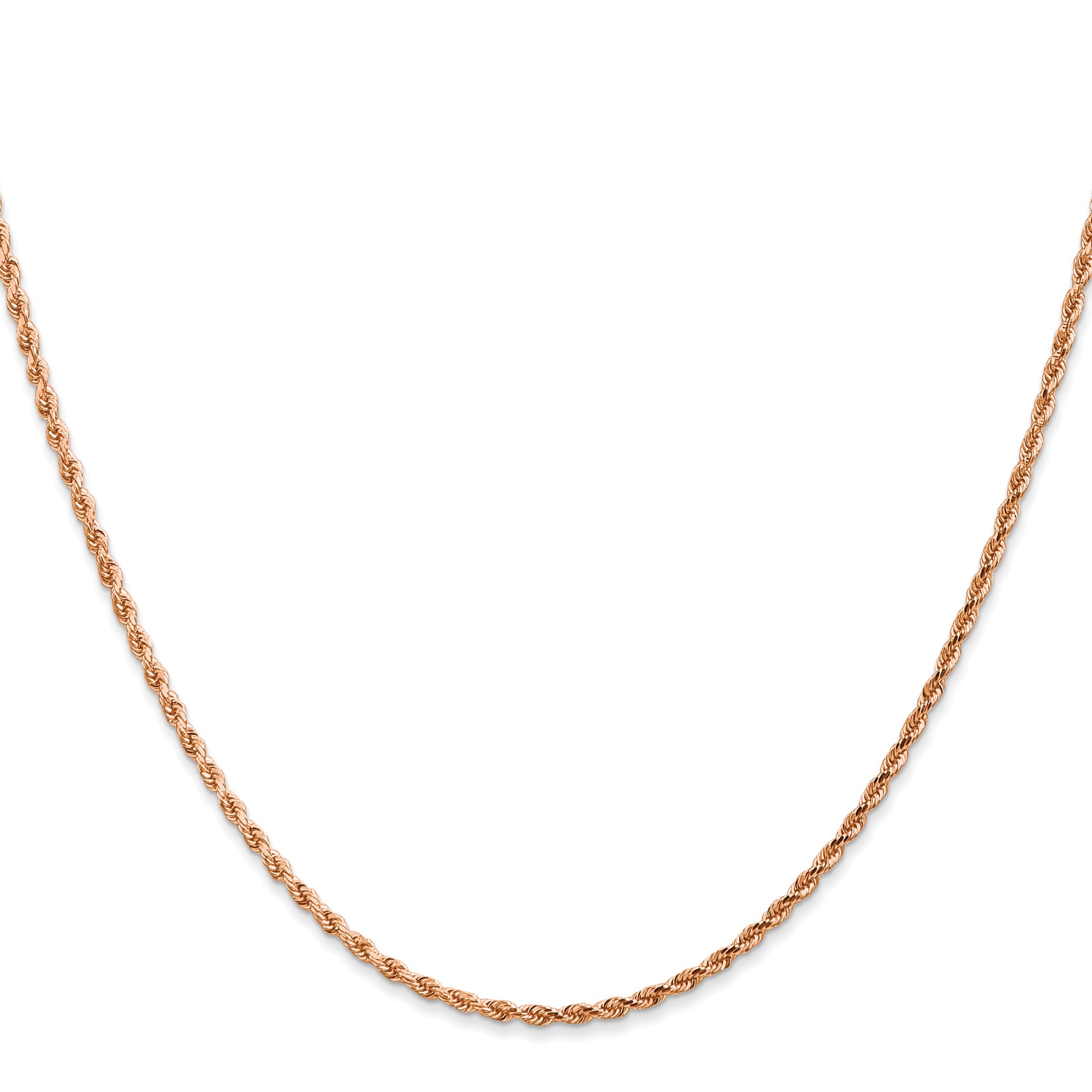 14k Rose Gold 1.75mm D/C Rope with Lobster Clasp Chain