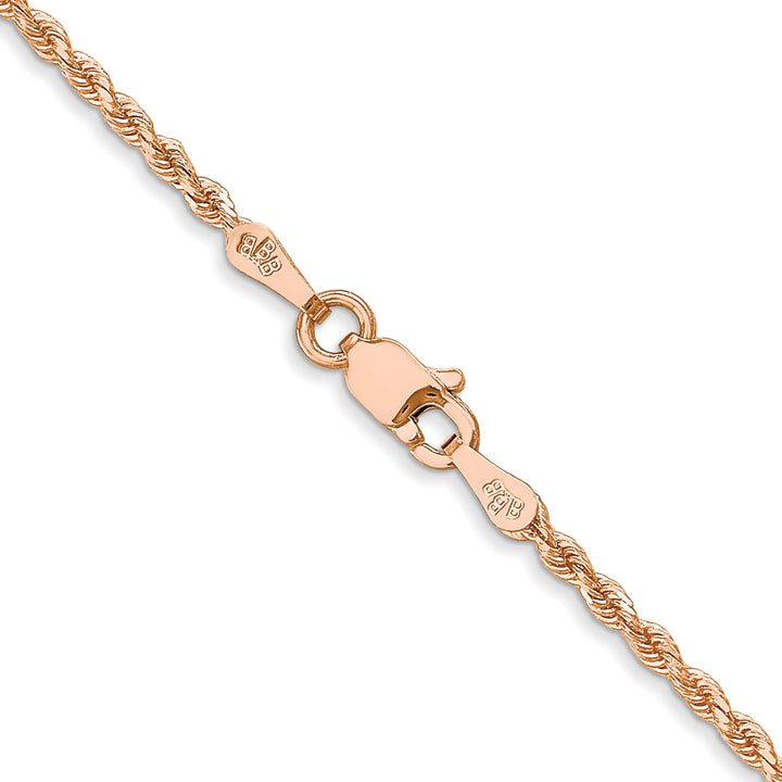 14k Rose Gold 1.75mm D/C Rope with Lobster Clasp Chain