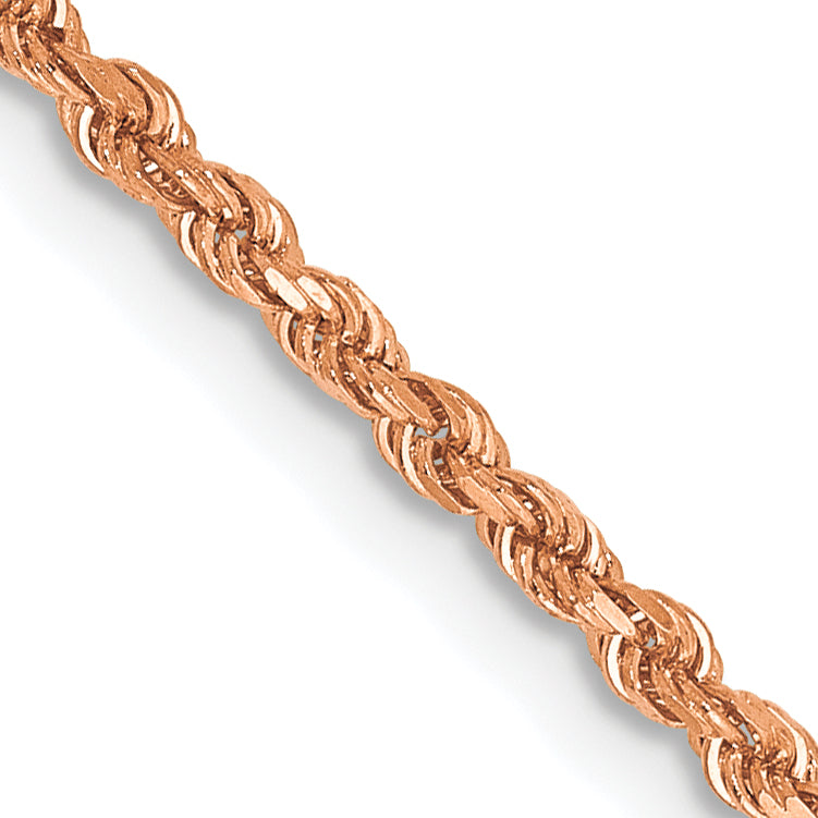14k Rose Gold 1.75mm D/C Rope with Lobster Clasp Chain