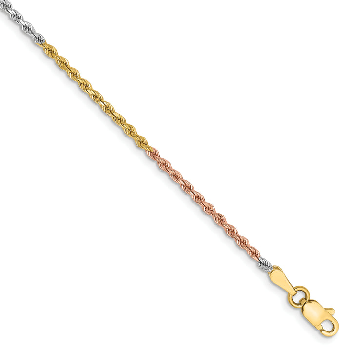 14k Tri-color 1.75mm Diamond-cut Rope Chain