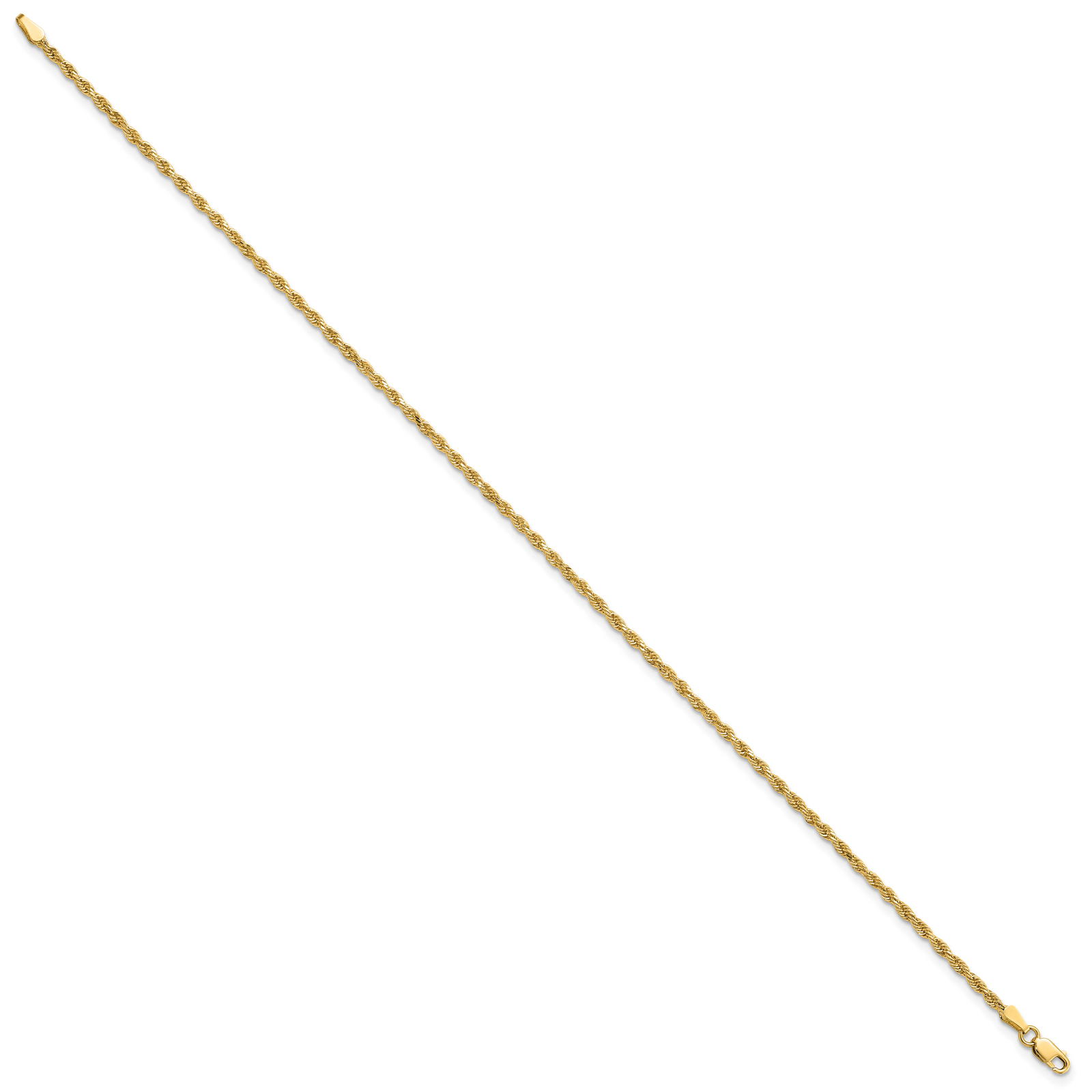 14k 2.0mm Diamond-cut Rope Chain Anklet