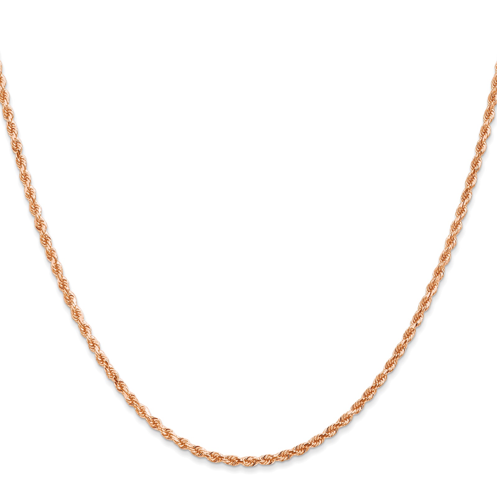 14k Rose Gold 2mm D/C Rope with Lobster Clasp Chain