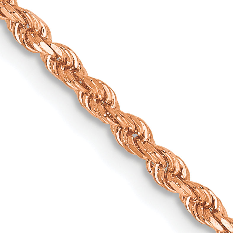 14k Rose Gold 2mm D/C Rope with Lobster Clasp Chain
