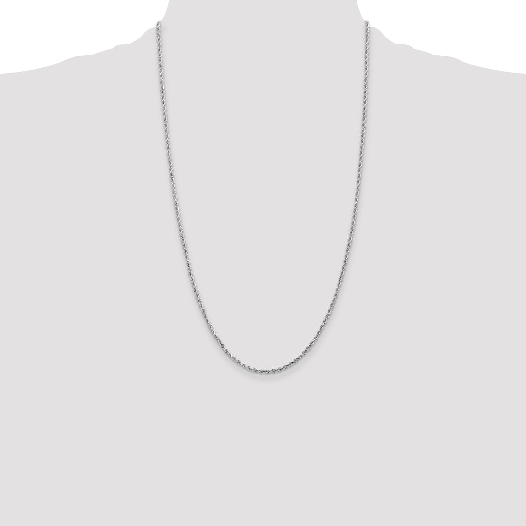 14k White Gold 2mm D/C Rope with Lobster Clasp Chain