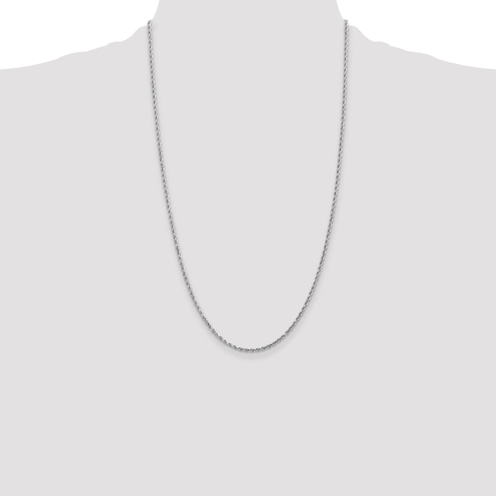 14k White Gold 2mm D/C Rope with Lobster Clasp Chain