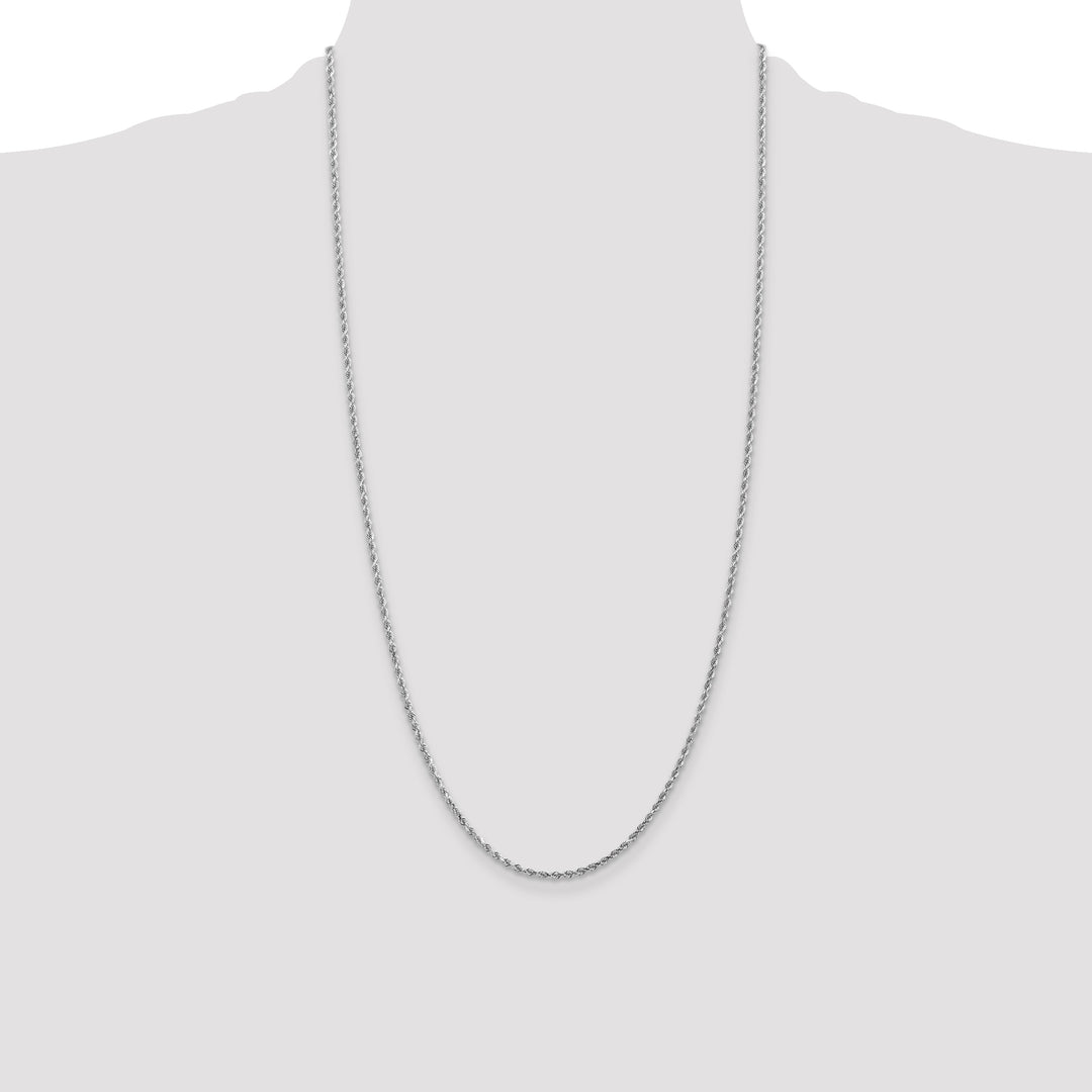 14k White Gold 2mm D/C Rope with Lobster Clasp Chain