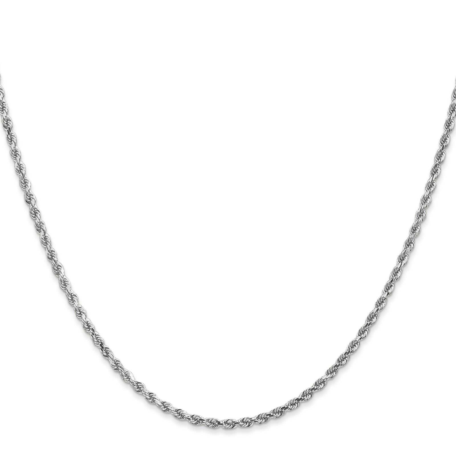 14k White Gold 2mm D/C Rope with Lobster Clasp Chain