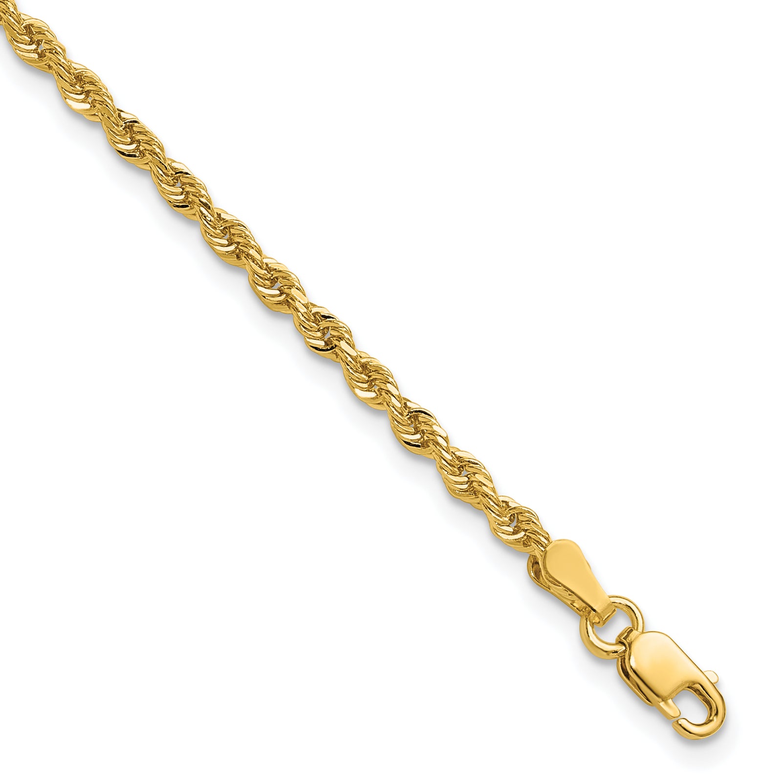 14k 2.25mm  Diamond-cut Rope Chain Anklet