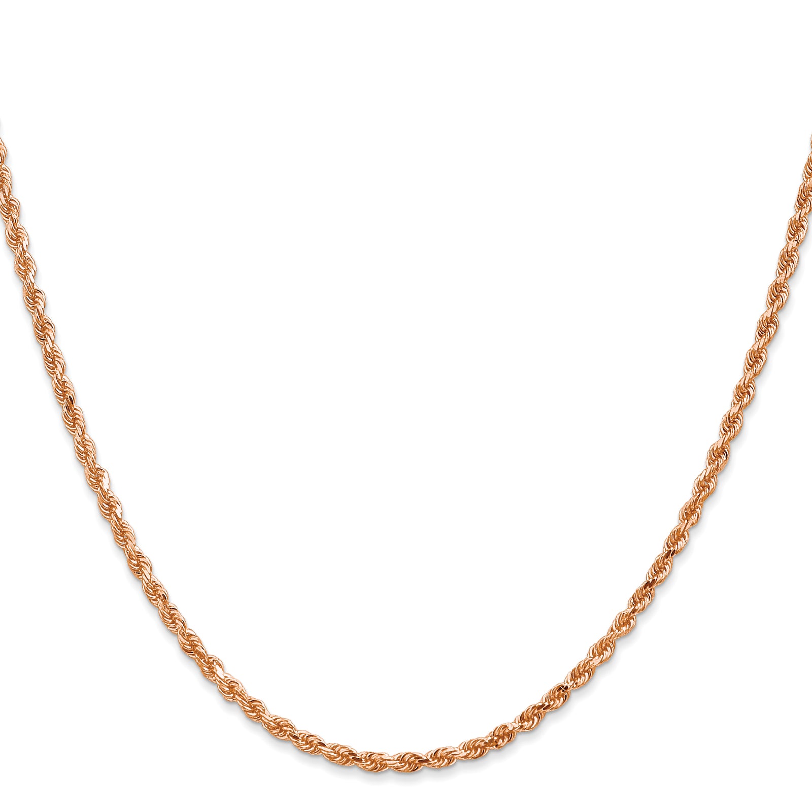 14k Rose Gold 2.25mm D/C Rope with Lobster Clasp Chain
