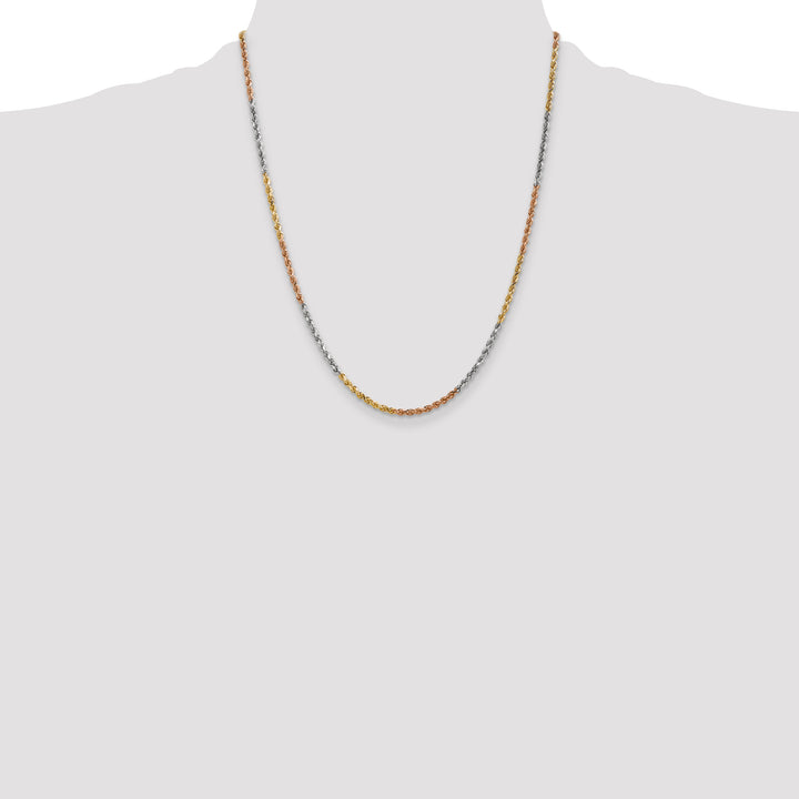 14k Tri-color 2.5mm Diamond-cut Rope Chain