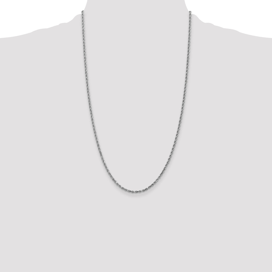 14k White Gold 2.25mm Diamond-cut Rope Chain