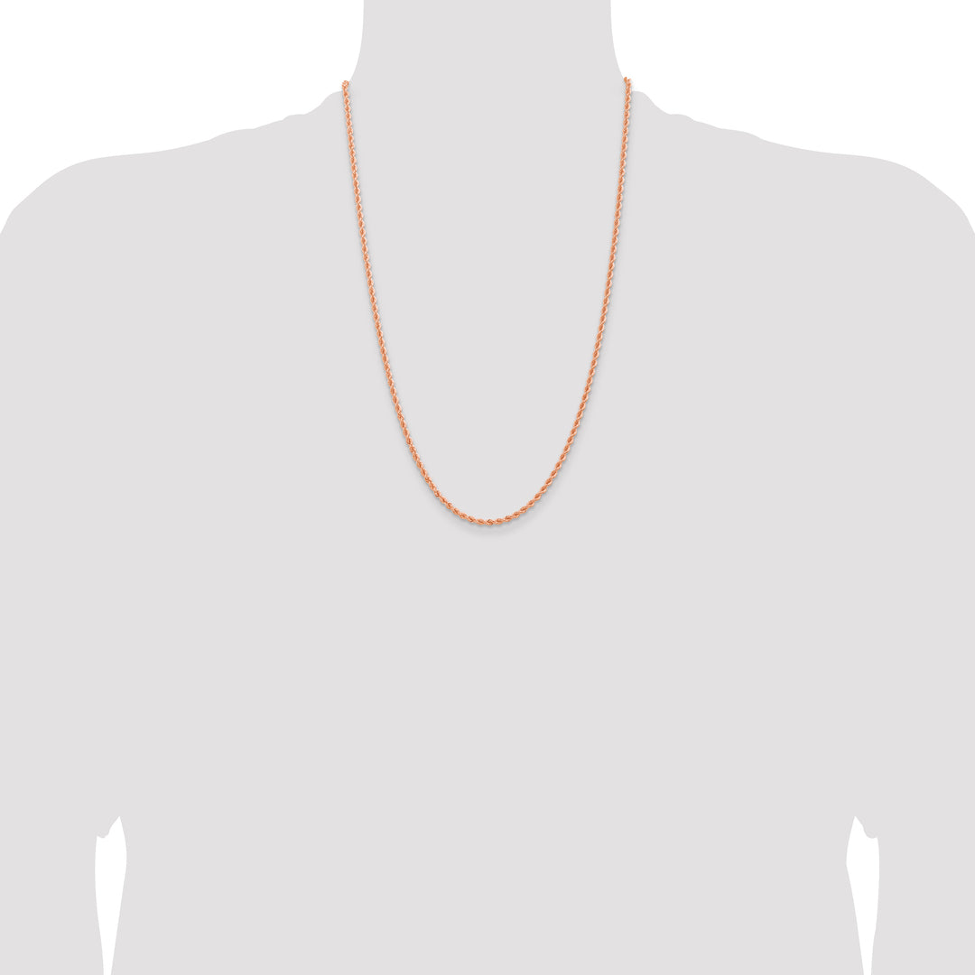 14k Rose Gold 2.75mm Diamond-cut Rope with Lobster Clasp Chain