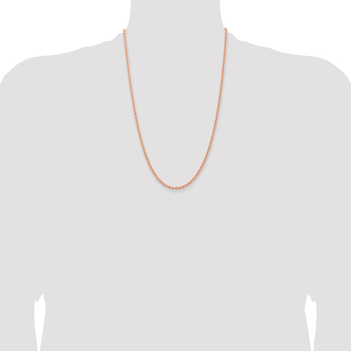 14k Rose Gold 2.75mm Diamond-cut Rope with Lobster Clasp Chain