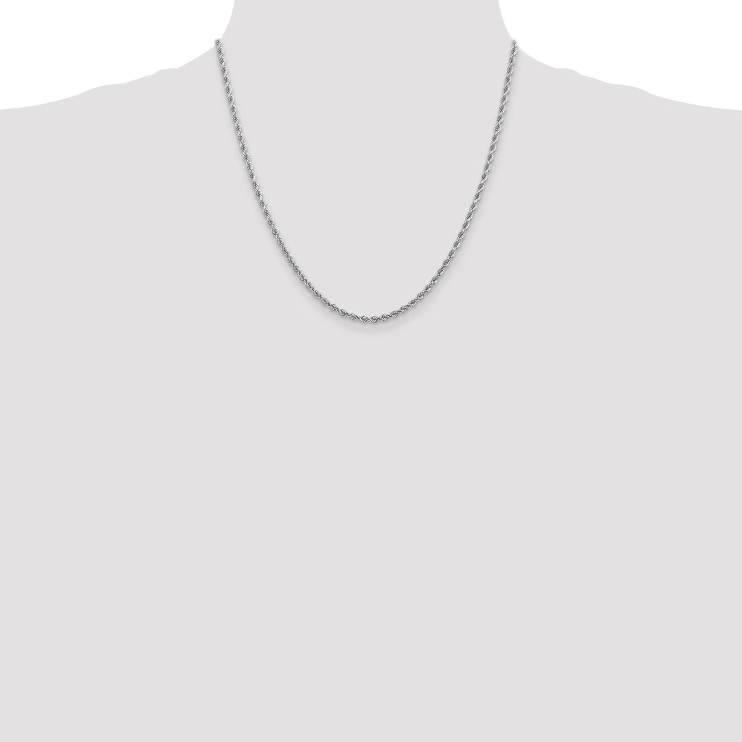14k White Gold 2.75mm Diamond-cut Rope Chain