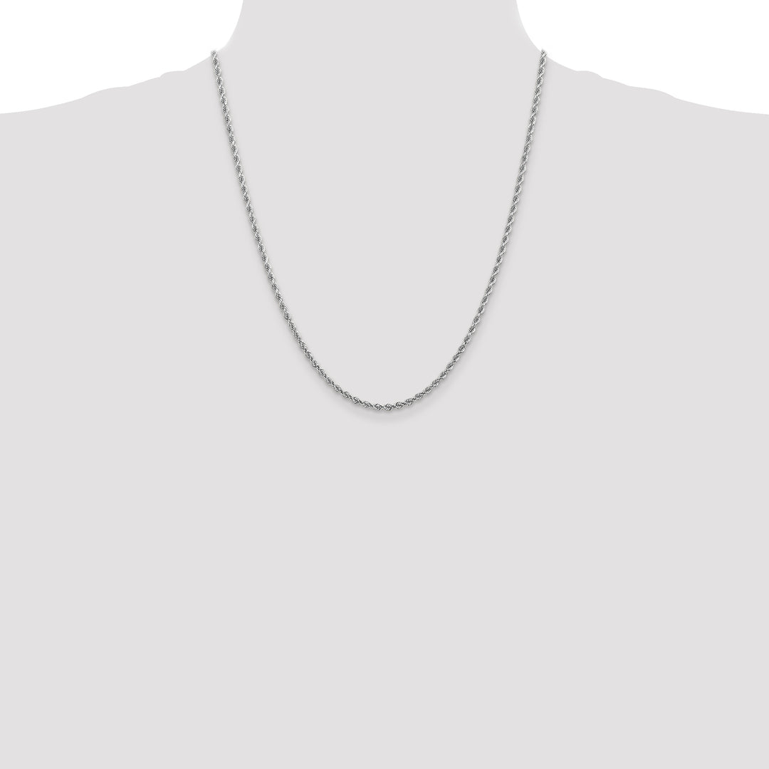 14k White Gold 2.75mm Diamond-cut Rope Chain