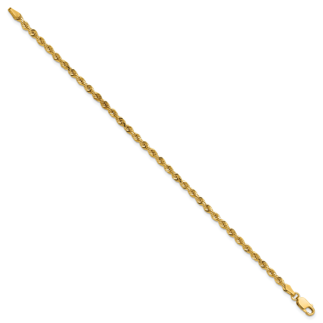 14k 3mm D/C Rope with Lobster Clasp Chain