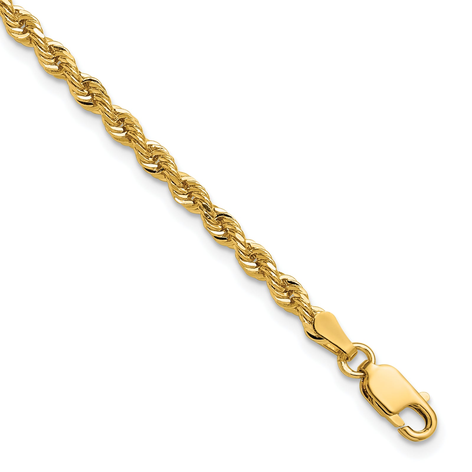 14k 3mm D/C Rope with Lobster Clasp Chain
