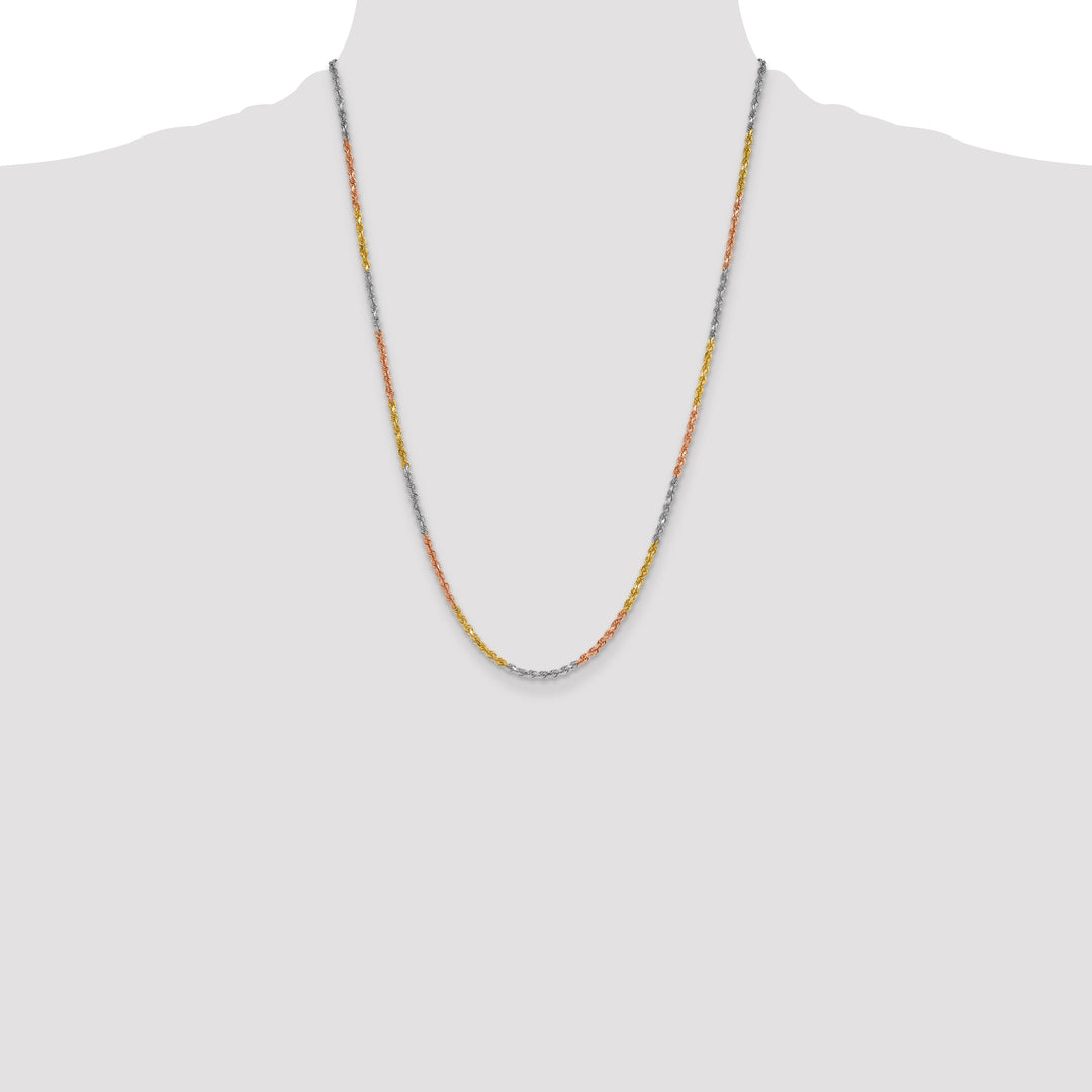 14k Tri-color 3.0mm Diamond-cut Rope Chain
