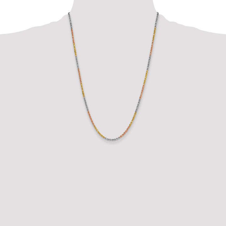 14k Tri-color 3.0mm Diamond-cut Rope Chain