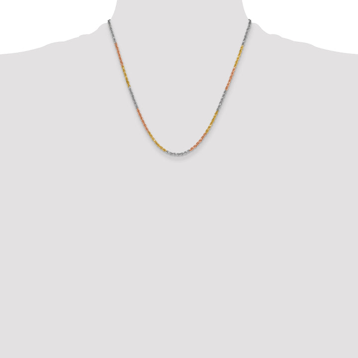 14k Tri-Color 3mm D/C Rope Chain