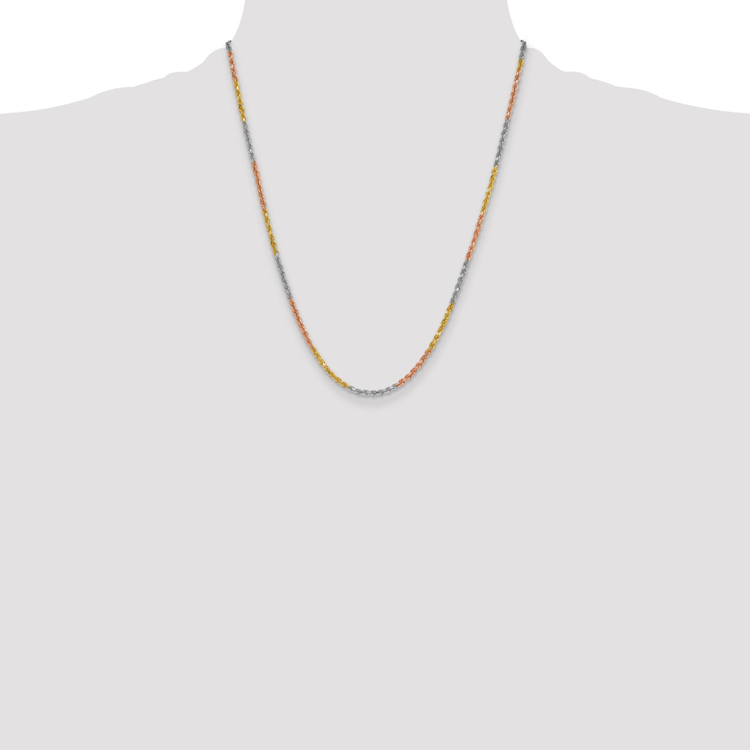 14k Tri-Color 3mm D/C Rope Chain
