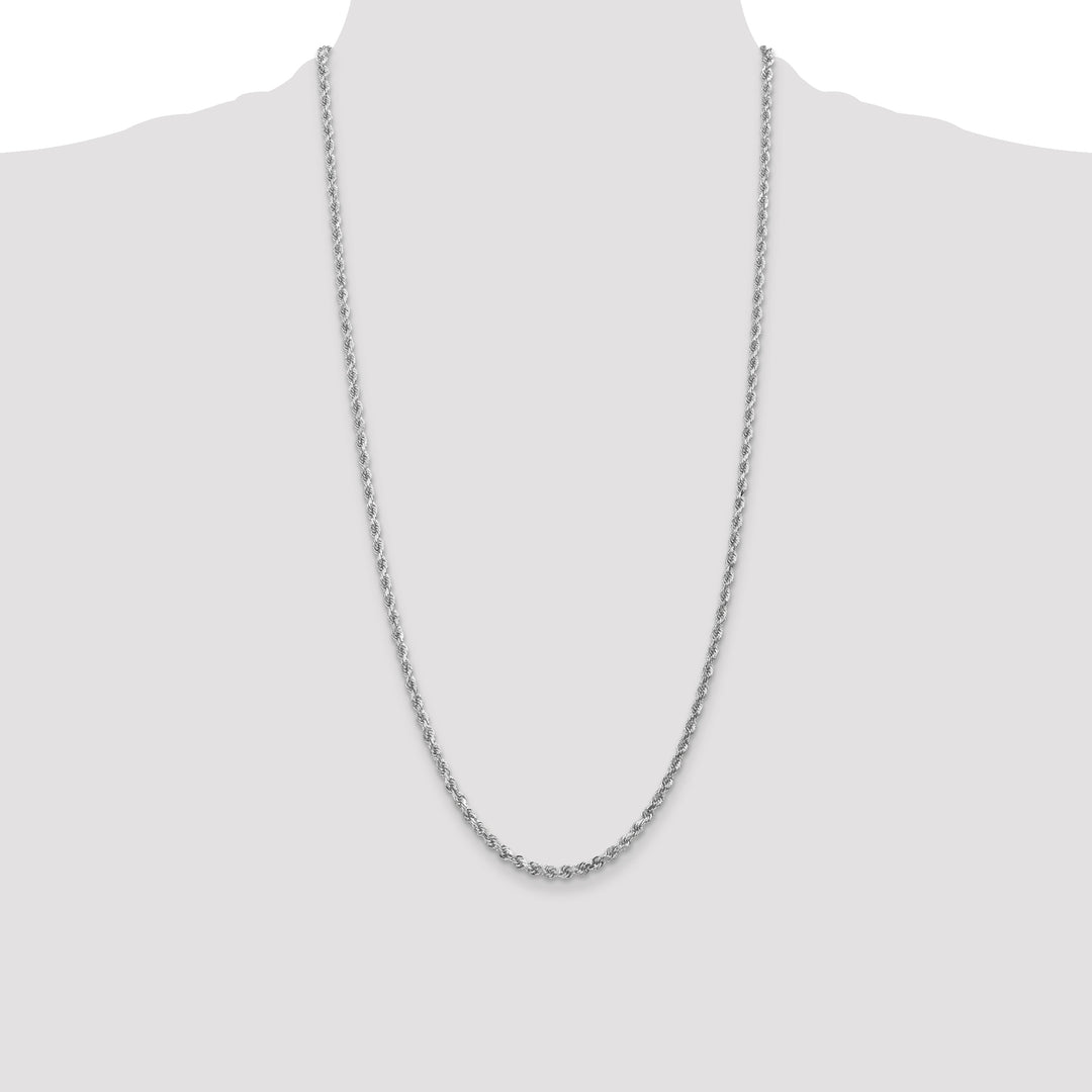 14k White Gold 3mm D/C Rope with Lobster Clasp Chain