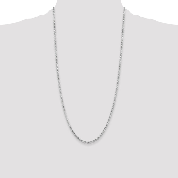 14k White Gold 3.25mm Diamond-cut Rope Chain