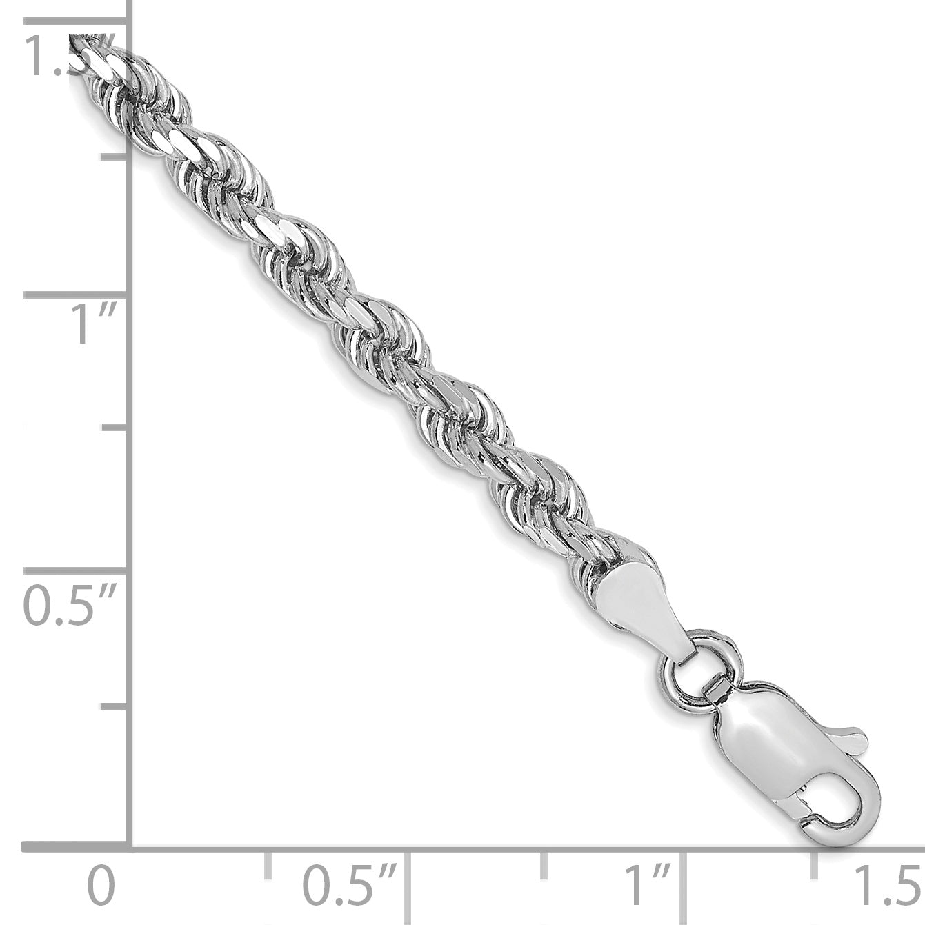 14k White Gold 3.5mm D/C Rope with Lobster Clasp Chain