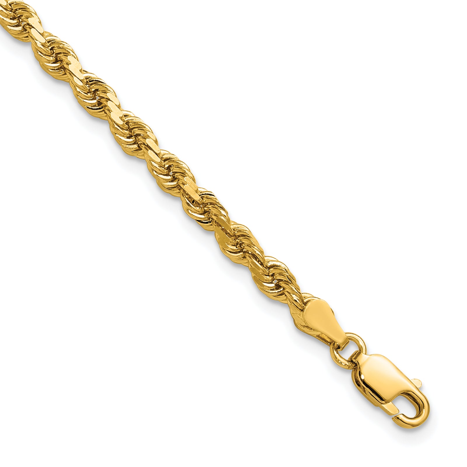 14K 3.75mm D/C Rope with Lobster Clasp Chain