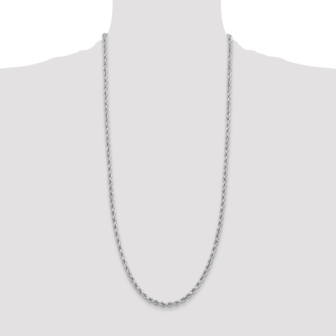 14k White Gold 3.75mm Diamond-cut Rope Chain