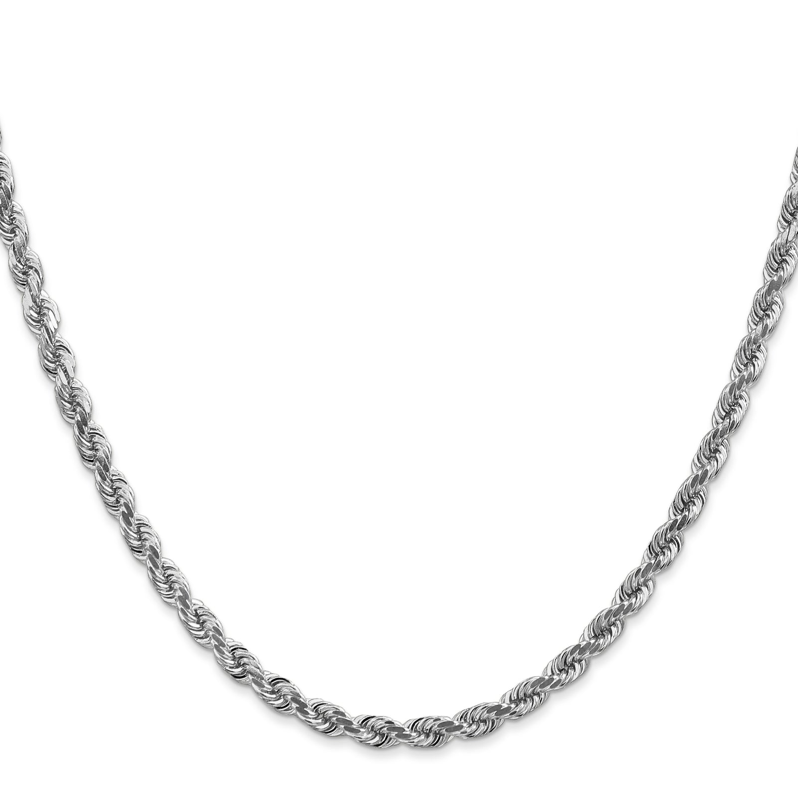 14k White Gold 4mm D/C Rope with Lobster Clasp Chain