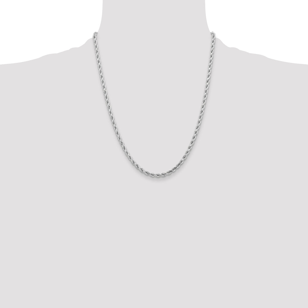 14k White Gold 4.25mm Diamond-cut Rope Chain