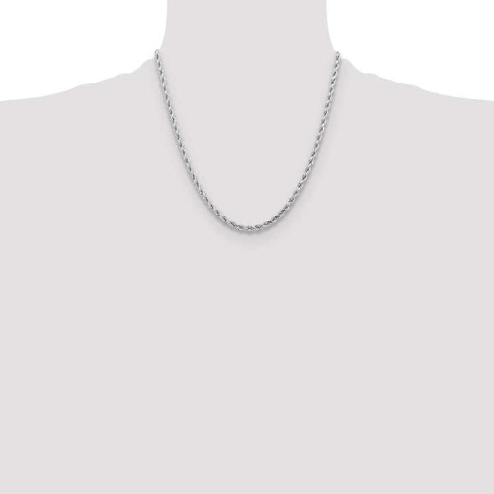 14k White Gold 4.25mm D/C Rope with Lobster Clasp Chain
