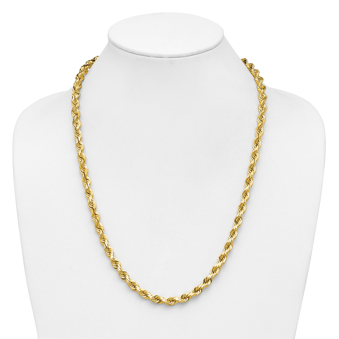 14K 6.5mm  D/C Rope with Fancy Lobster Clasp Chain