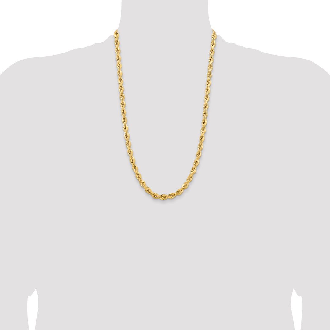 14K 6.5mm  D/C Rope with Fancy Lobster Clasp Chain