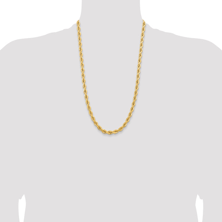 14K 6.5mm  D/C Rope with Fancy Lobster Clasp Chain
