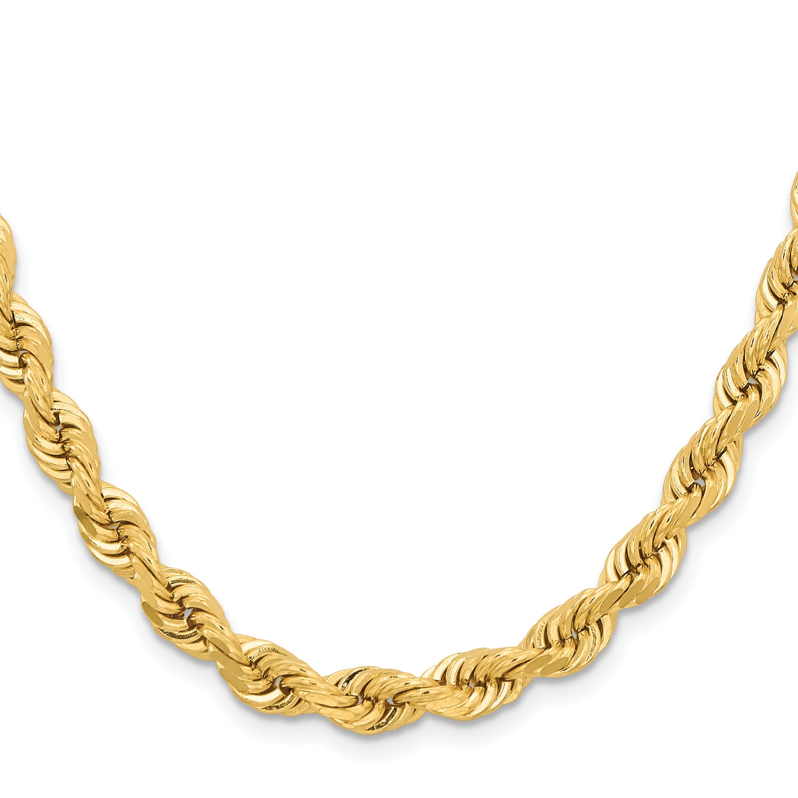 14K 6.5mm  D/C Rope with Fancy Lobster Clasp Chain