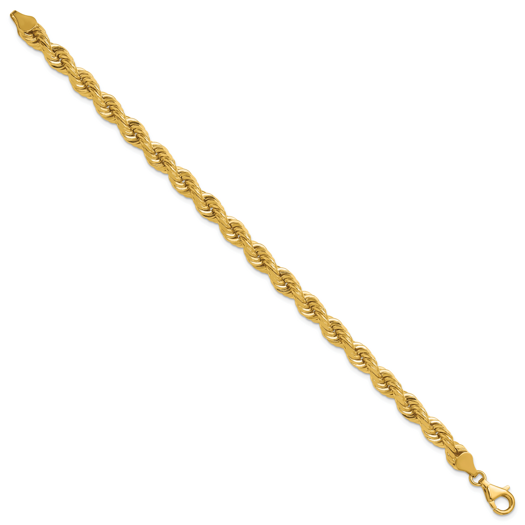 14K 6.5mm  D/C Rope with Fancy Lobster Clasp Chain