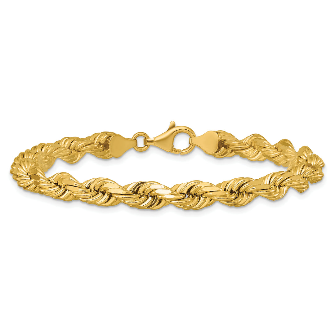 14K 6.5mm  D/C Rope with Fancy Lobster Clasp Chain