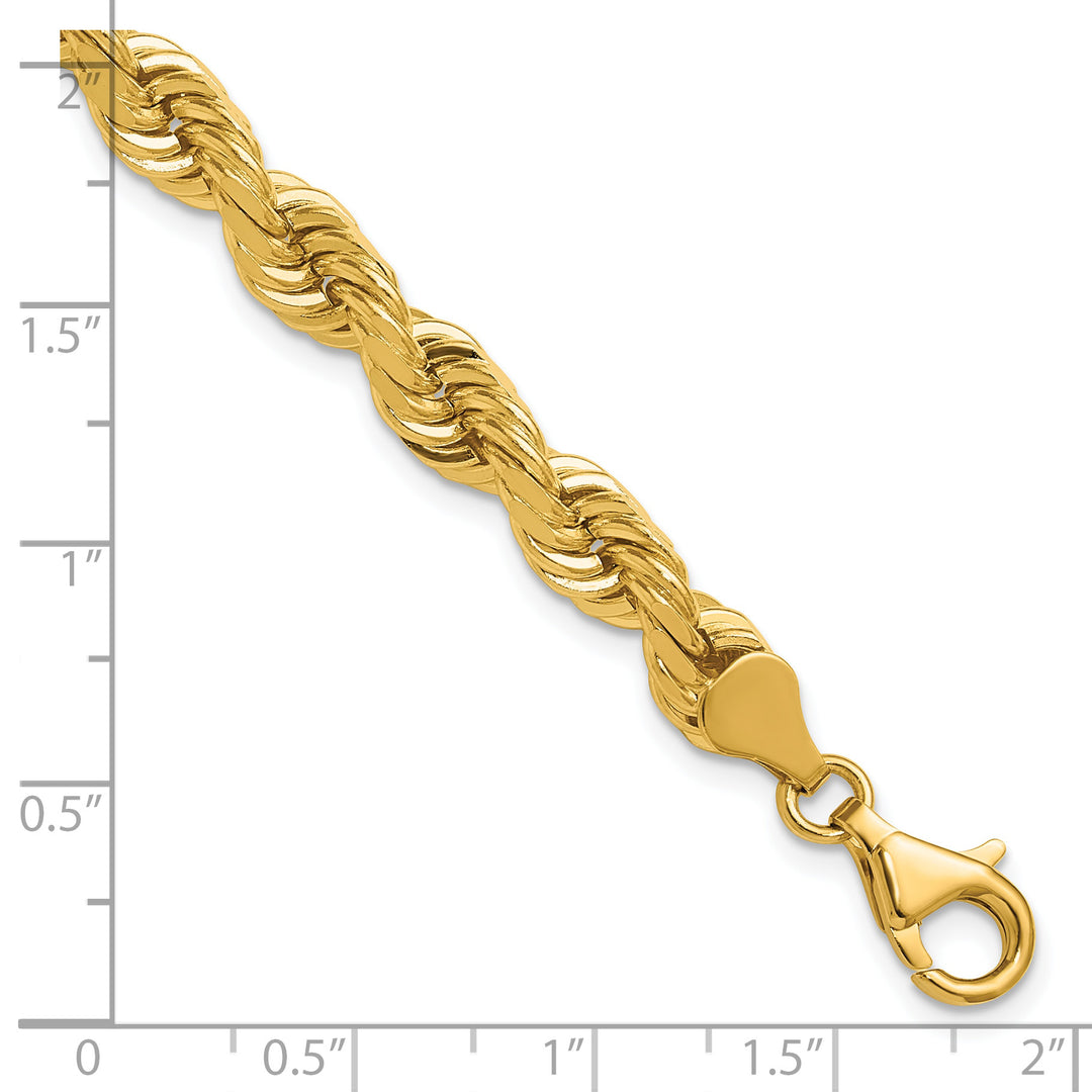 14K 6.5mm  D/C Rope with Fancy Lobster Clasp Chain