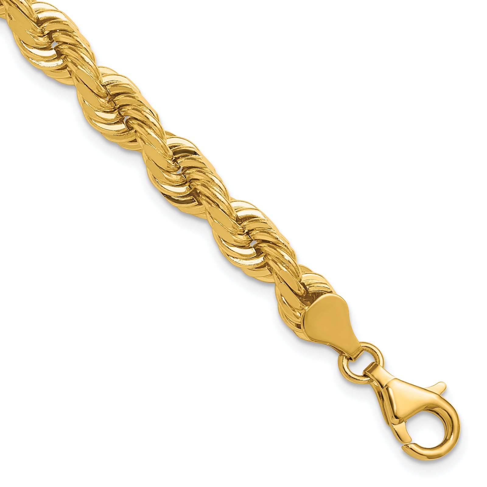 14K 6.5mm  D/C Rope with Fancy Lobster Clasp Chain