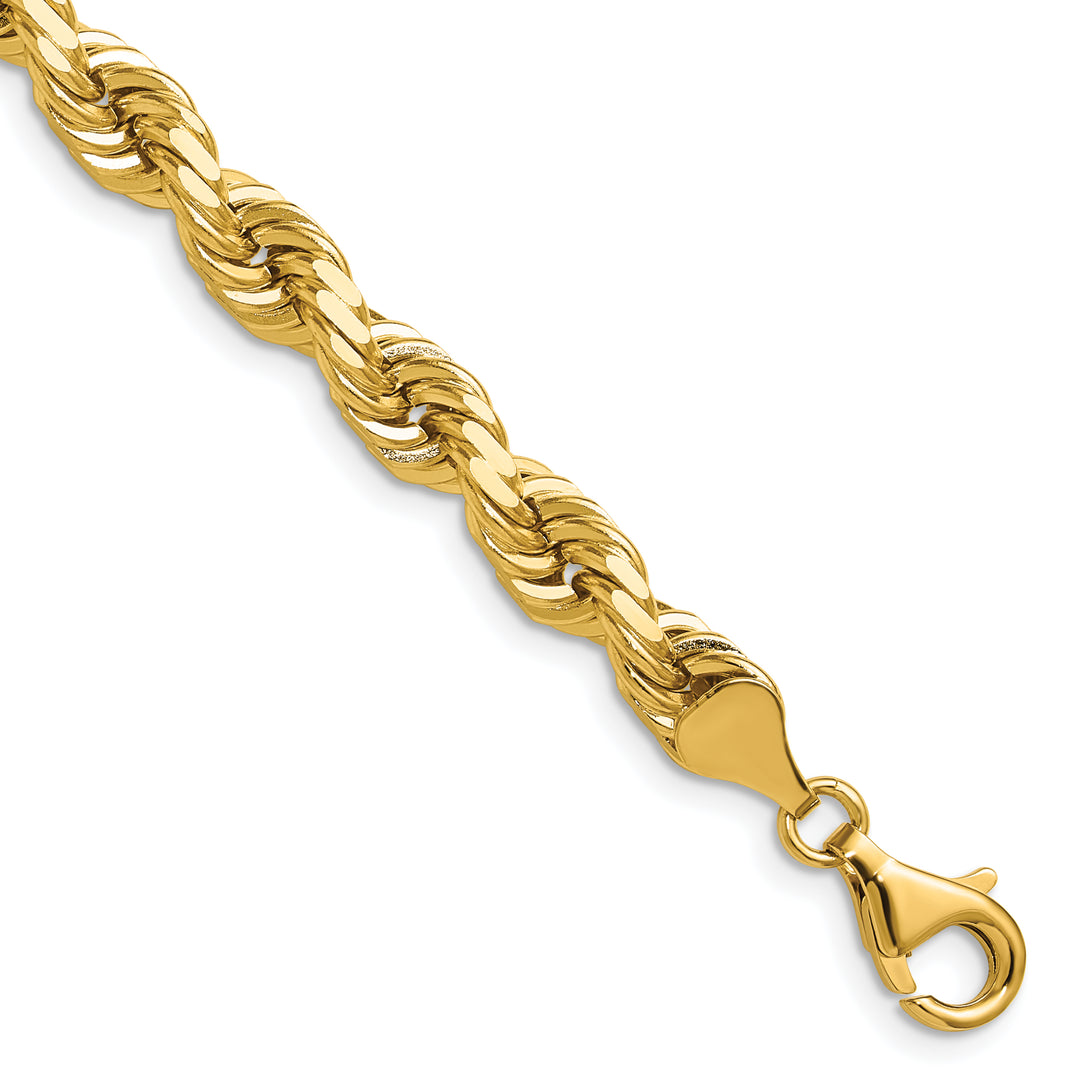 14K 6.5mm  D/C Rope with Fancy Lobster Clasp Chain