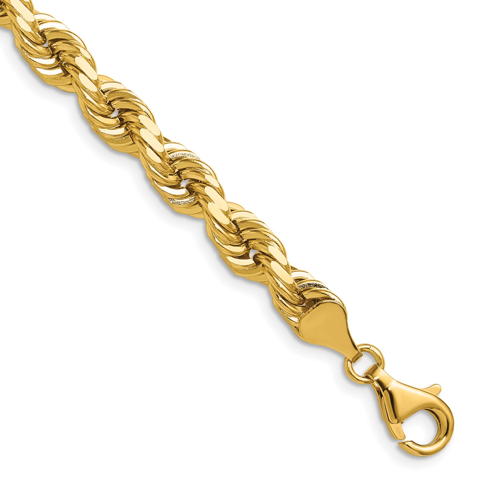 14K 6.5mm  D/C Rope with Fancy Lobster Clasp Chain