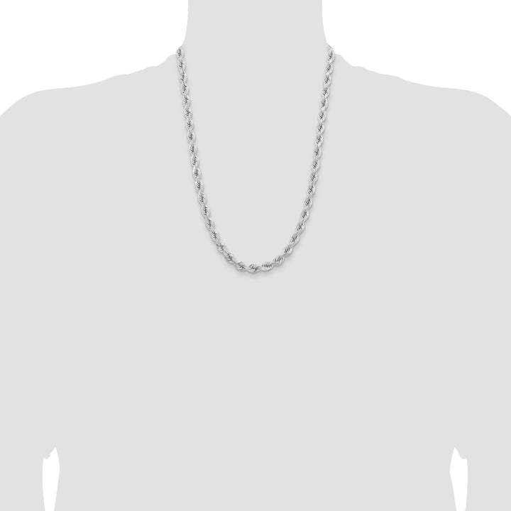14k White Gold 6.5mm D/C Rope Fancy Lobster Clasp Chain