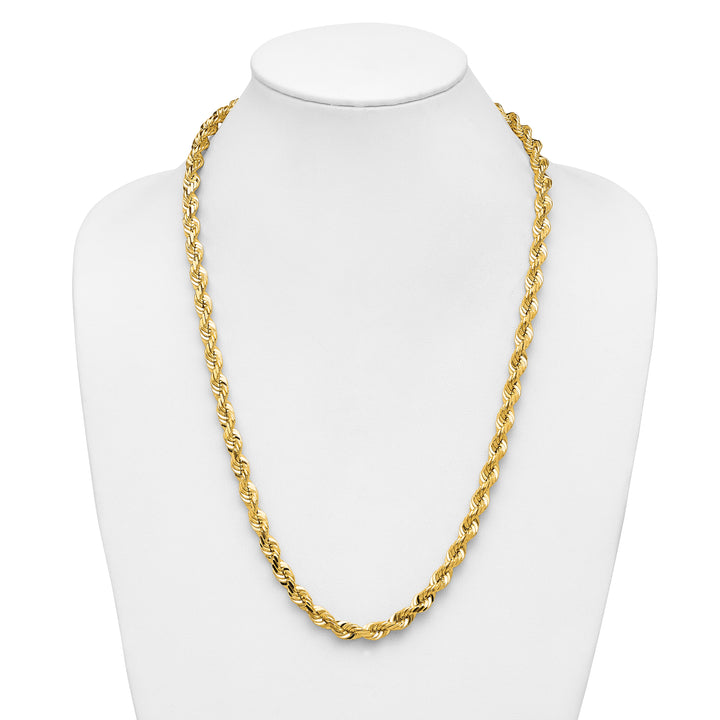 14k 7.0mm D/C Rope Fancy Lobster Clasp Chain
