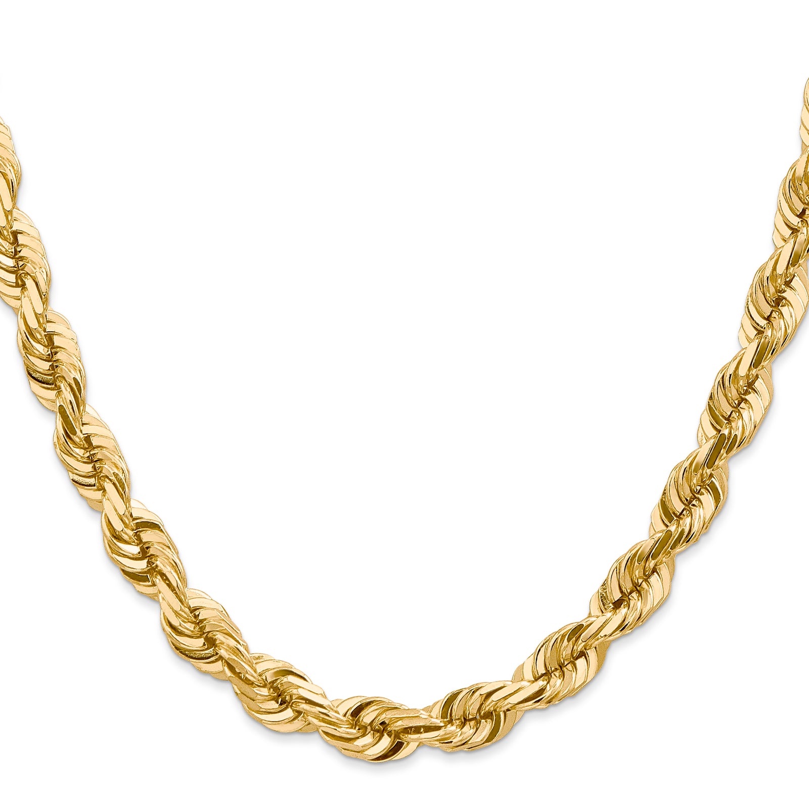14K 7mm  D/C Rope with Fancy Lobster Clasp Chain